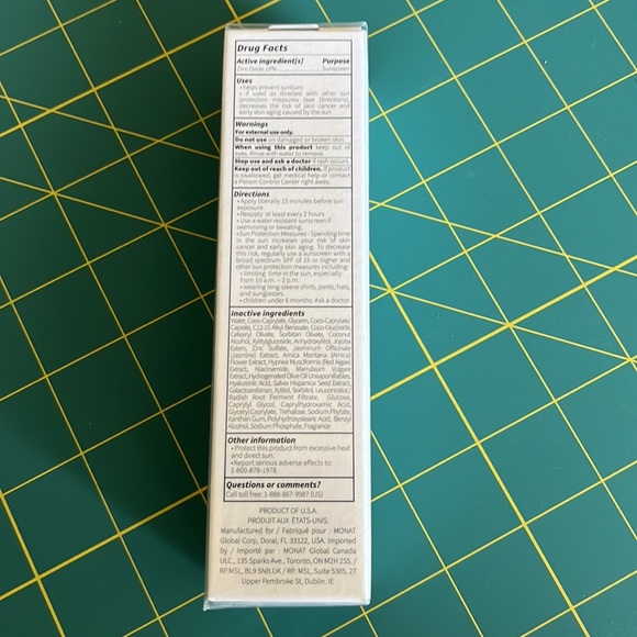 Monat Sun Veil Sunscreen SPF 30.  New in sealed box. - Picture 2 of 2